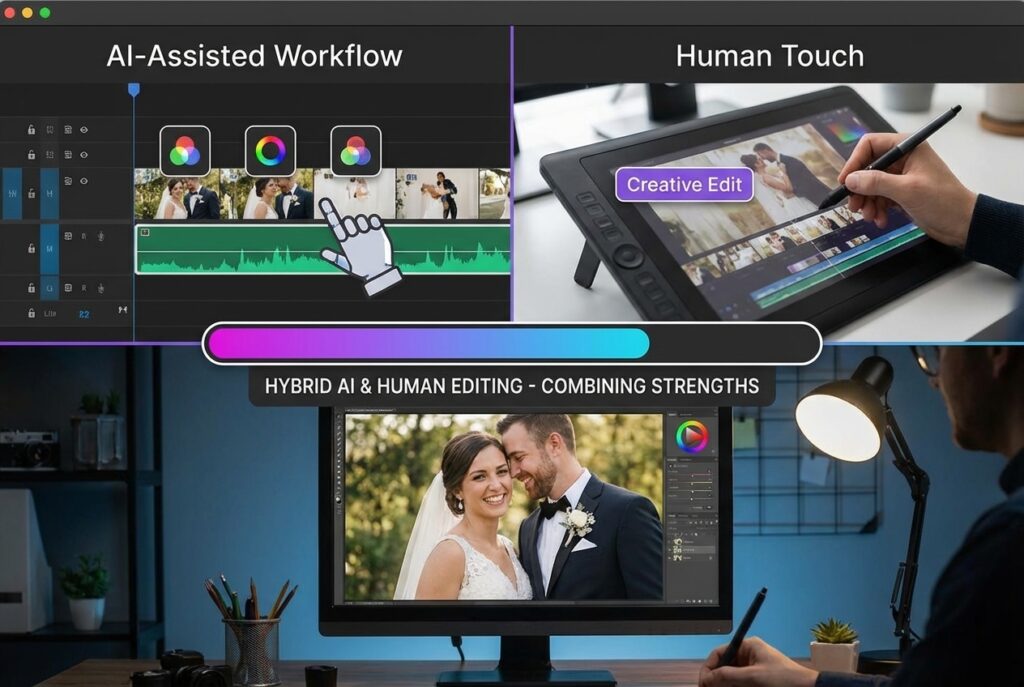 Hybrid AI + Human Wedding Video Editing